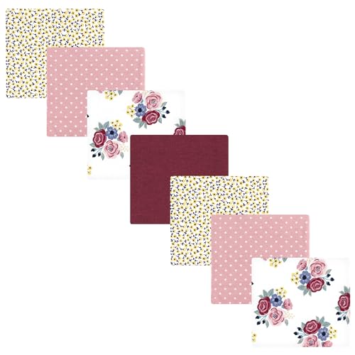 Image of Hudson Baby Unisex Baby Cotton Flannel Receiving Blankets Bundle, Blush Navy Floral, One Size
