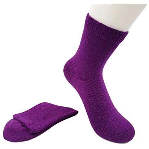 iMongol Pure Cashmere Thick Women Woman Men Man Unisex Ankle Short Casual Sock, Smooth Toes and Heel Sewed by Handwork (Dark Purple) Cover