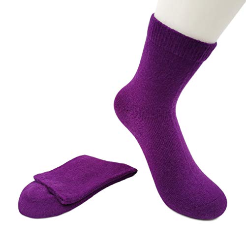 Chaussettes mongoles en pur cachemire, épaisses, pour femmes, hommes, unisexes, cheville, décontractées, violet