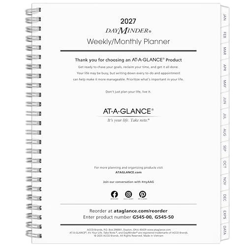 Planificateur exécutif G54500 : recharge AT-A-GLANCE 2027 pour vos réunions