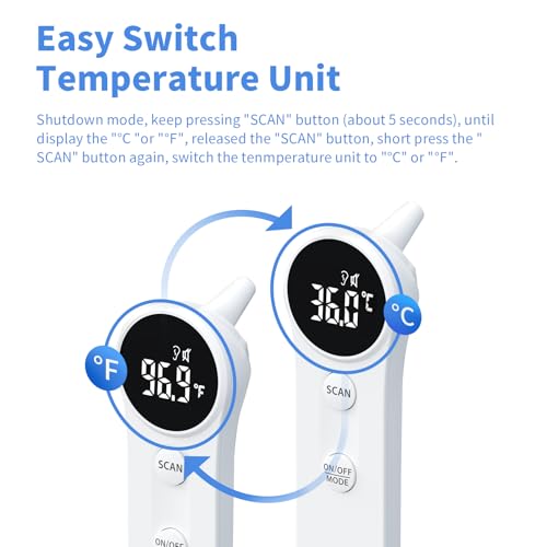 boncare ear and forehead thermometer 2x accuracy infrared digital thermometer for adults and kids 1 second reading no touch baby with fever alarm