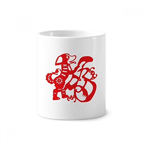 Pen tasse blanche céramique motif chien rouge porte-brosse à dents