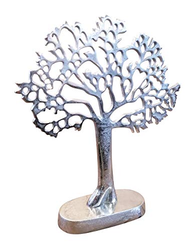 Arbre à bijoux en aluminium (métal) argenté - Arbre pour bagues, chaînes et bracelets - 36 cm Cover