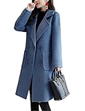 Bankeng Women Winter Wool Blend Camel Mid-Long Coat Notch Double-Breasted Lapel Jacket Ou...