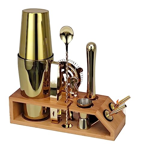 Shaker à Cocktail Ensemble de Cocktail Kit De Barman en Acier Inoxydable De 10 Pièces Boston Shaker Set avec Outils De Barre De Support pour Le Bar À La Maison Shaker Cocktail Shaker Kit Cocktail Set