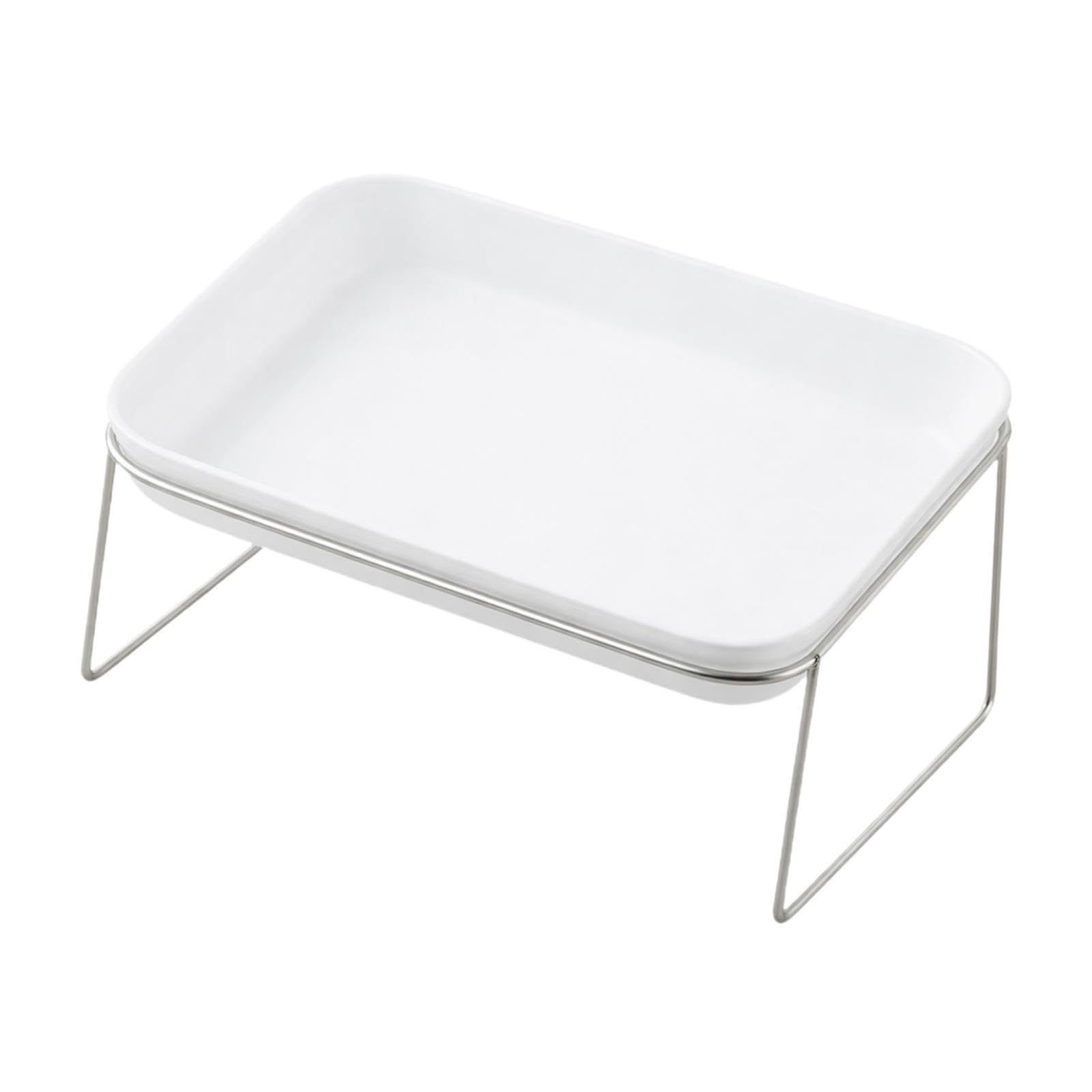 Baoblaze Bowl Pet Feeding Bowl with Stainless Steel Stand Elevated Pet Feeder l for Puppy Kitten, White