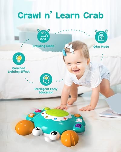 auby Crawl n' Learn bébé Crabe, Jouets sensoriels avec Musique, Cadeaux d'anniversaire pour Enfants à partir de 9 Mois, EC461145 – Image 5