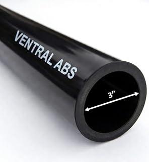 VENTRAL ABS Drain Pipe 3 Inch (3.5 OD), Black, Cut Lengths for DWV Plumbing Sewer Waste Vent (24 Inches Long)