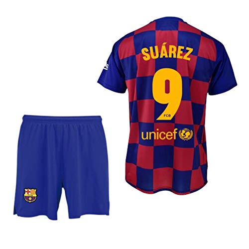 Conjunto Camiseta y pantalón 1ª equipación FC. Barcelona 2019-20 - Replica Oficial con Licencia - Dorsal 9 Suarez - Niño Talla 14