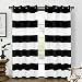 DriftAway Mia Stripe Thermal Insulated Room Darkening Grommet Unlined Window Curtains, Set of Two Panels, Each 52”x84 (Black and Pure White Stripes)