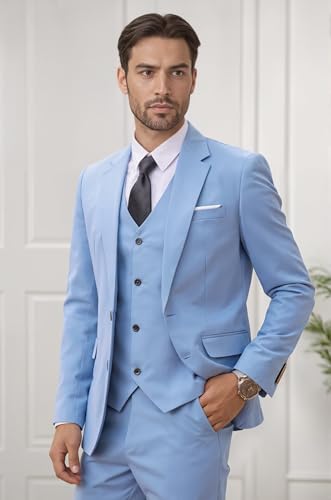 Suits for Men 3 Piece Slim Fit Jacket Vest Pants Set for Wedding Prom Party Business Formal Suit3