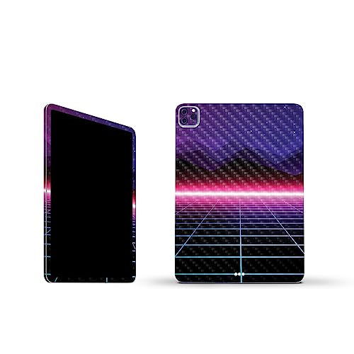 Image of MightySkins Carbon Fiber Skin Compatible with Apple iPad Pro 11 inch M2 4th Gen (2022) Full Wrap Kit - Synthwave | Protective, Durable Textured Carbon Fiber Finish | Easy to Apply | Made in The USA