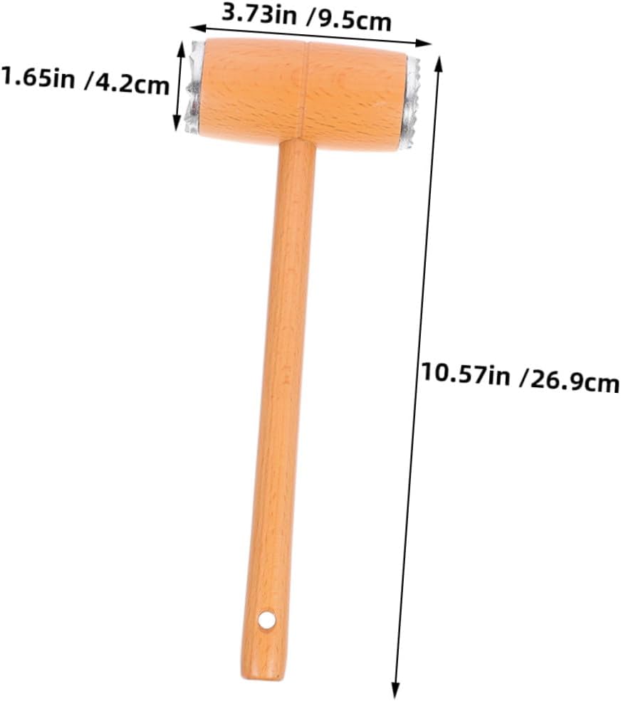 SECFOU 2pcs Wood Meat Tenderizer Mallet with Beech Handle Dual-sided Aluminum Caps Kitchen Pounder for Steak, Beef, Poultry Tenderizing and Flattening Meat Mallet Tool