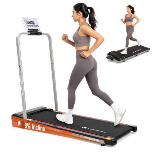 Image of MAXPRO Walking Pad with Handle 3.5HP BLDC Motor Treadmill for Home use | 12km /hr Speed | 110kgs Max. User Weight | 8% Incline| LED Display, Shock Absorbtion, Compact underdesk Treadmill for Home Gym