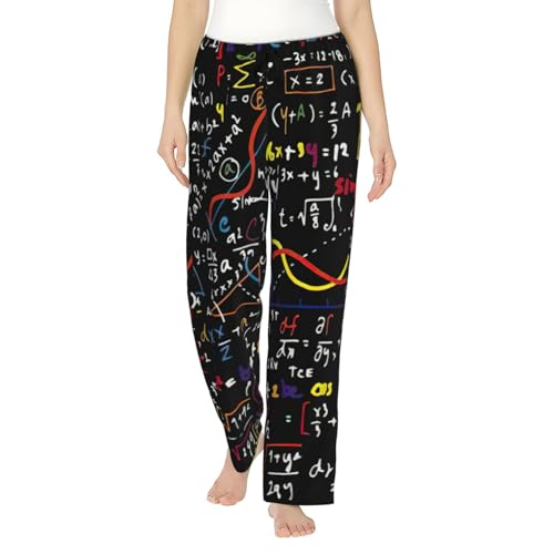 Pantalon de pyjama en polyester doux imprimé mathématiques pour femme