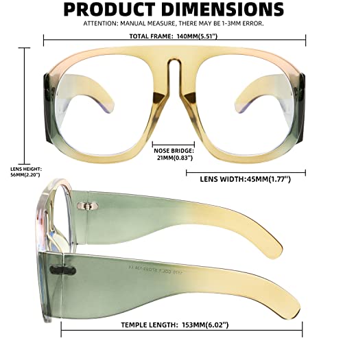 Image of FEISEDY Oversized Blue Light Blocking Glasses Women Men Big Plastic Aviator Frame Eyewear Clear Lens Computer Glasses B2371