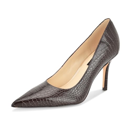 Image of Nine West Women's Gemmha Pump, Dark Brown Croco 202, 5