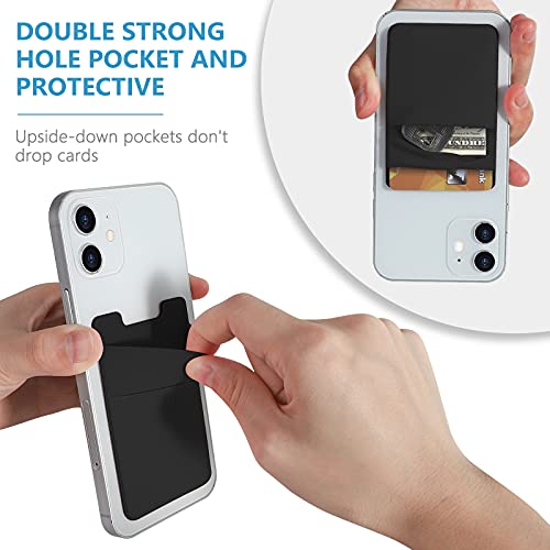 Cocases Phone Card Holder, Phone Pocket Stretchy Lycra Adhesive Card Holder For Credit Card & Id Stick On Smartphones, Compatible With Iphones, Samsung Galaxy (Black Pink) #TOP3