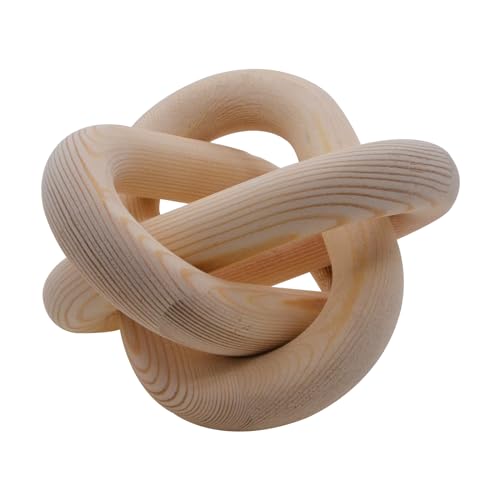 Saim Wood Knot Decor 3 Link Wood Chain Link Decorative Object Coffee Table Decor Fireplace Books Shelf Decor Accents for Living Room Farmhouse House Table Top Decor Housewarming Gifts Nature Color