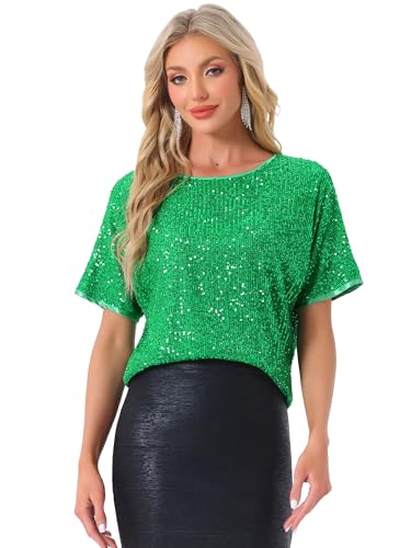 Chemise à paillettes femme avec manches dolman Allegra K pour soirée