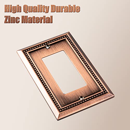 Image of Henne Bery Sunken Pearls Heavy Duty Decorative Wall Plate Switch Plate Outlet Cover (Single Decorator, 3 Pack, Antique Copper)