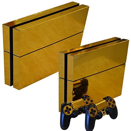 Mcbazel Autocollant antidérapant Autocollant en Vinyle Peau Couverture Plaques adhésives Autocollantes pour PS4 d'origine Uniquement (Pas pour PS4 Slim / Pro) Gold