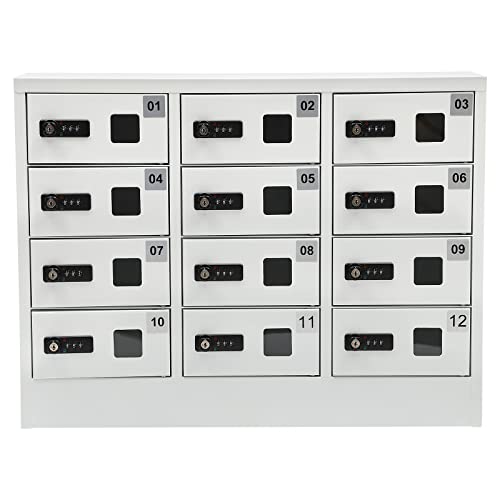 Cellphone Locker Mobile Device 12 Slot Box Charging Station Cellphone Charging Station Combination Lock with Three-in-one Charging Ports