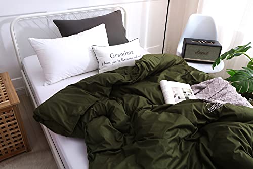 Image of F.Y.Dreams Weighted Blanket Duvet Cover 60x80 inches with 8 Ties,Zipper on Long Side /100% Cotton, Amy Green /Just Duvet Cover