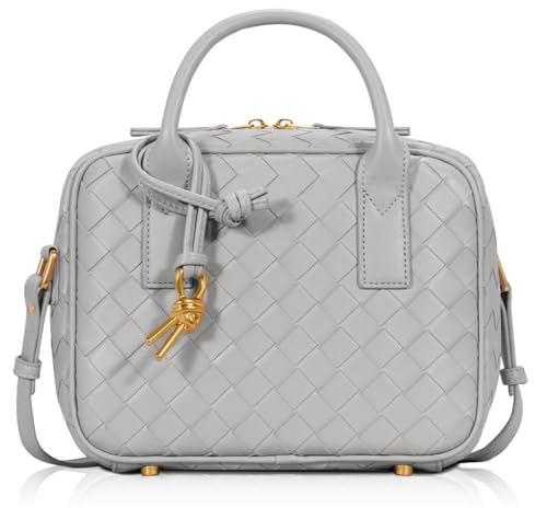 GASSDA Bolsa de tecido para mulheres, bolsa de mão com alça superior, bolsa transversal, bolsa de ombro de couro PU, bolsas de tecido para mulheres, Cinza