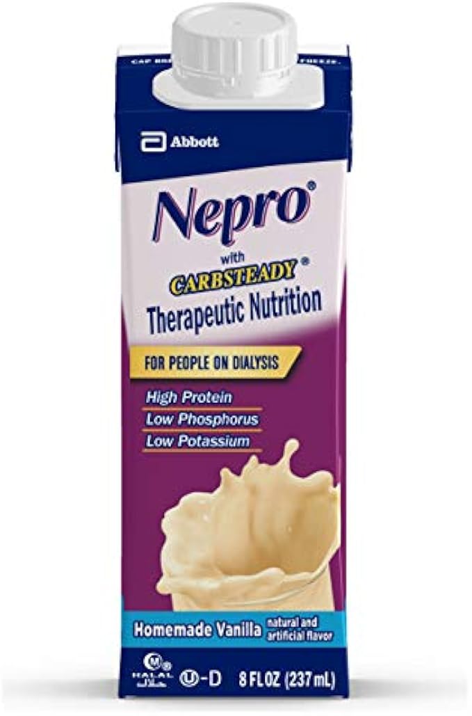 Nepro Nutrition Shake for People on Dialysis, with 19 Grams of Protein, 420 Calories, Vanilla, 8 fl oz - Pack of 24