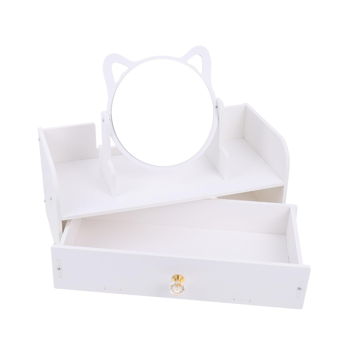 Miroir de maquillage boîte de rangement grand compartiment cosmétique sur pied