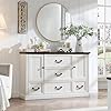 Farmhouse 5 drawers dresser for bedroom wood rustic storage organizer closet chest chest of drawers wgroove barn doorshelf for closet living room dining room hallway white  urban country home decor