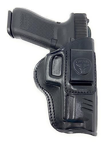 Cardini Leather USA- IWB Ultra Soft Leather Holster - Concealed Carry with Clip - for Glock17, 22, 31, P220, P226, P227, S&W M&P 45 & Other Like Sized Handguns - Black, Right Hand
