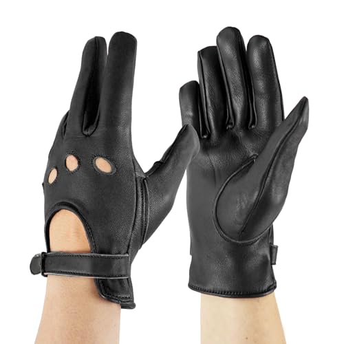 Zerimar Gants de Conduite en Cuir pour Femme - Gants de Moto pour Femme - Gants pour Femme - Gants en Cuir Classiques Vintage pour Femme pour Un Usage Quotidien Noir -Taille 7M