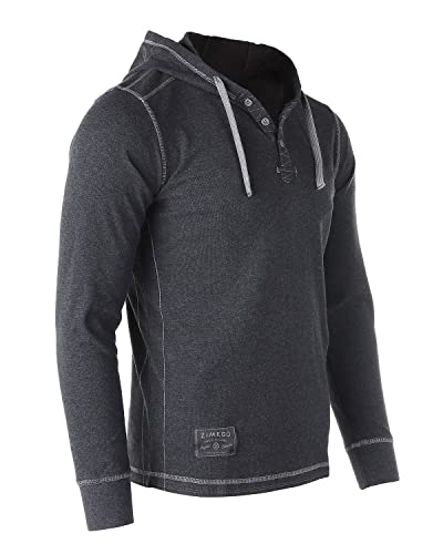 ZIMEGO Mens Waffle Pullover Hoodie - Long Sleeve Thermal Sweatshirt for Men2