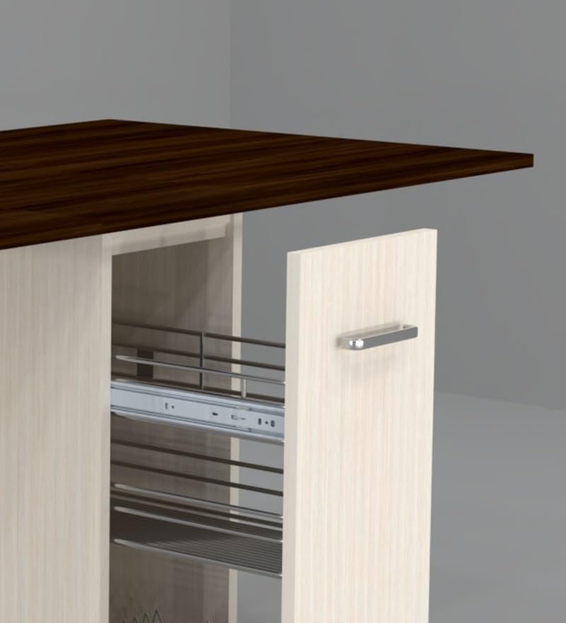Image of SPECIALITY PANELS Space-Saving Folding Dining Table with Storage, 6-Seater, Engineered Wood, Asian Walnut & Highland Pine, 149x74x76 cm, Mobile with Wheels