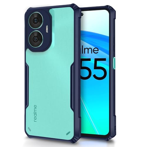 Image of Outlouders Back Cover for Realme Narzo N55 / Realme C55 | Ultra Hybrid Transparent | Full Camera Protection | Raised Edge | Crystal Clear Bumper Case (Blue)