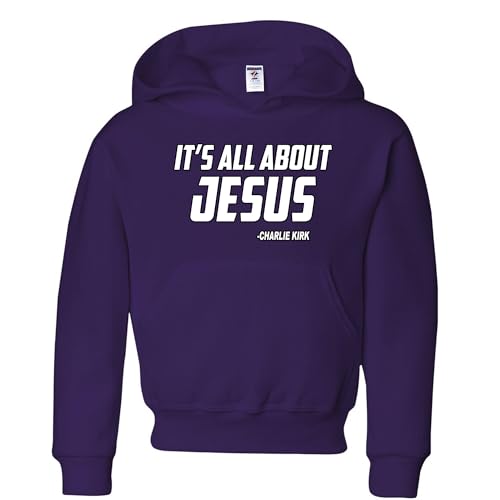 wild custom apparel Charlie Kirk Its All About Jesus Cross Kids Youth Sweatshirt Hoodies, Purple, Small