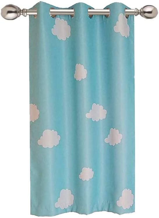 WINYY White Cloud Semi Blackout Window Curtain for Kids Bedroom Living Room Kitchen Grommets Eyelets Top Curtain Noise Reducing Home Decor 1 Panel W39 x H47 inch
