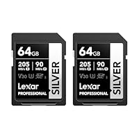 Lexar Scheda SD 64 GB SILVER 2 Pack, fino a 205 MB/s in Lettura, Scheda di Memoria SDXC UHS-I,...