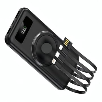 Power Bank Carregador Portátil 20000mAh Carregamento Rápido 22,5W Universal Carrega por Indução e Inclui 4 Cabos Integrados Compatível com Todos os Smartphones Linha Premium