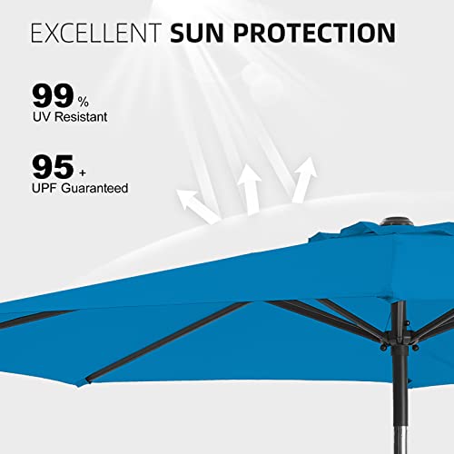 Wikiwiki A0AC104A0-B1B02-GM2 9 Ft Patio Umbrellas Outdoor Table Market Umbrella With Push Button Tilt/Crank, Fade Resistant Waterproof Polyester Dty Canopy thumb #2