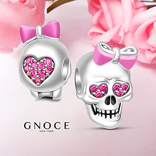 Image of GNOCE Skull Pendant Charm Silver Dangle Charms Bead fit Bracelet /Necklace Jewelry Gift for Women Men