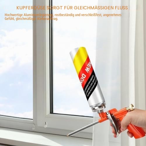 GOMETY: 3 Stück Schaumpistole Aus Vollmetall, Präzise Dosierpistole Mit Ergonomischem Kunststoffgriff, Für Profi-Heimwerker Zum Abdichten Und Füllen (Orange)