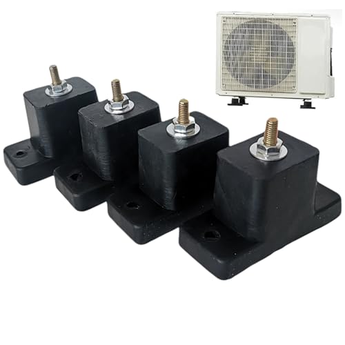 Bloques de goma antivibración sin deslizamiento | Pies de compresor de amortiguación con soporte absorbente de golpes para equipos pesados | Unidad exterior de aire acondicionado - 4 unidades