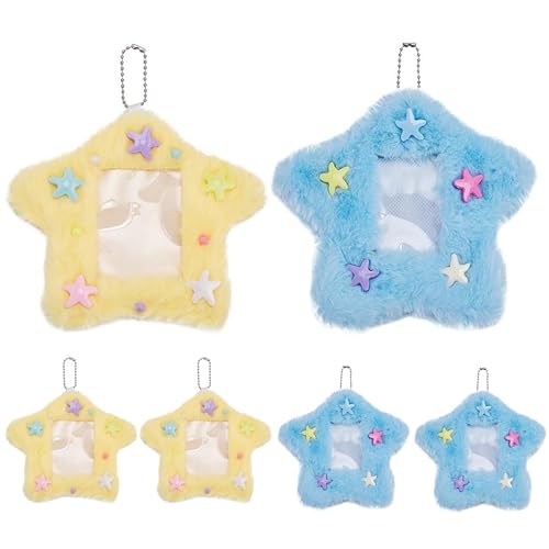 Framendino, Pacote com 6 porta-cartões fotográficos Kpop de pelúcia em forma de estrela capa para cartão de identificação, capas protetoras para fotos, porta-cartões de foto para mulheres