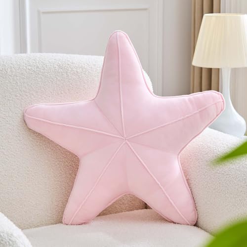Uvvyui Starfish Pillow Cute Star Decorative Throw Pillows with Soft Velvet Sea Pillow Aesthetic Home Decor Ocean Beach CushionPink 15 Inch