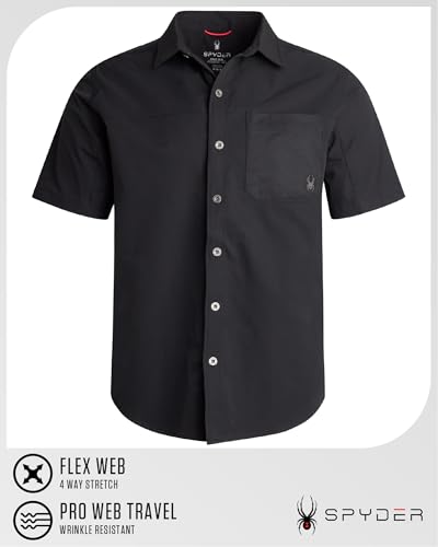 Spyder Mens Short Sleeve Button Down Shirts - Lightweight Stretch Ripstop Collared Wrinkle Free Dress Shirts for Men 6