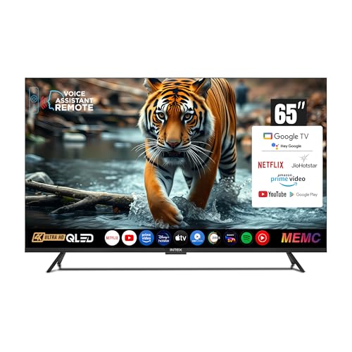 Image of Intex 164 cm (65 Inches) Frameless 4K QLED Smart Google TV | Android 14 | Dolby Vision & Dolby Atmos | 120Hz Refresh Rate | 2GB RAM + 32GB Storage | Google Assistant | Chromecast Built-In | LED-GQ6511