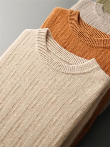 Men's Wool Sweater Round Neck Knitted Pullover Casual Texture Loose Warm Pullover3